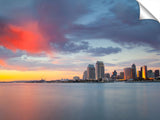 San Diego skyline during dramatic late afternoon light show.