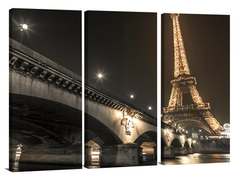 Eiffel tower at night over the river siene, Paris