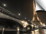 Eiffel tower at night over the river siene, Paris