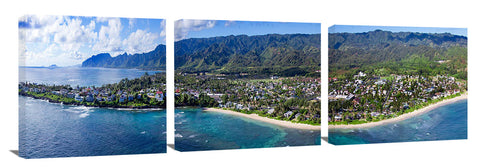 Ariel view of Laie, on the north east coast of Oahu.