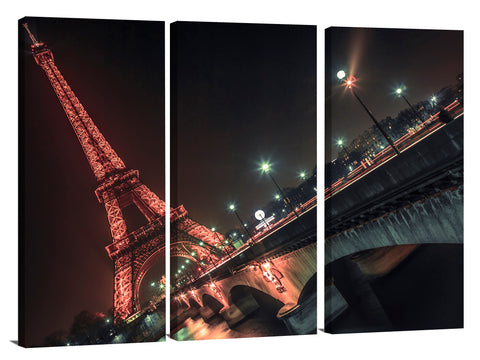 Eiffel tower at night over the river siene, Paris