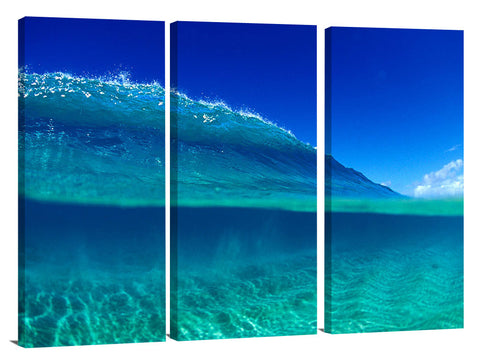 split level view of wave at Ehukai, north shore, Oahu, Hawaii, 2