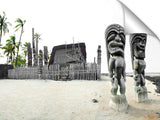 Hawaiian tikis at City of refuge, on the Kona coast of the Big Island of Hawaii.