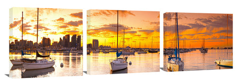 Panoramic view of San Diego city under the early morning twilight.