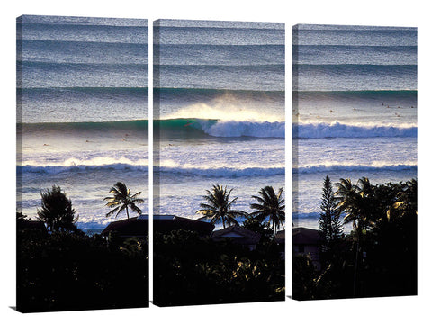 overview of Sunset Beach line up, north shore, Oahu, Hawaii
