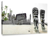 Hawaiian tikis at City of refuge, on the Kona coast of the Big Island of Hawaii.