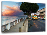 A school bus passing at Lahaina, on the island of Maui.