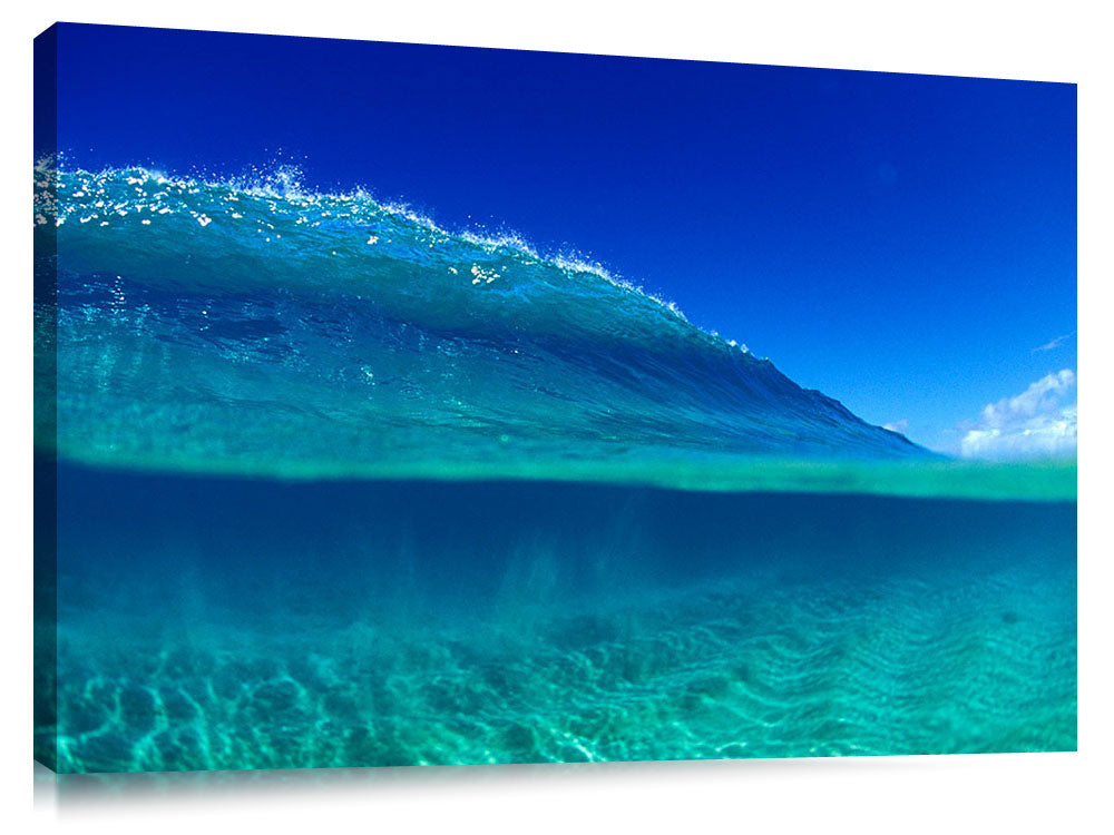 split level view of wave at Ehukai, north shore, Oahu, Hawaii, 2
