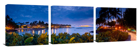 Evening twilight over Hilton Waikaloa Village on the Big Island of Hawaii.