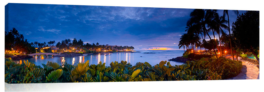 Evening twilight over Hilton Waikaloa Village on the Big Island of Hawaii.