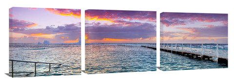 Sunrise at Narrabeen sea baths in Sydney.
